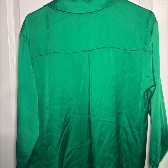 Satin Green Zara Button Down Long Sleeve - Picture 5 of 5